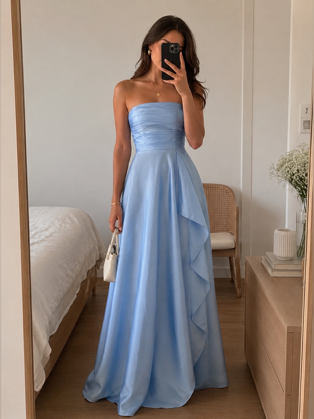 Donna Karan New York Elegant Strapless Ball Gown Formal Evening Dress Blue US 4